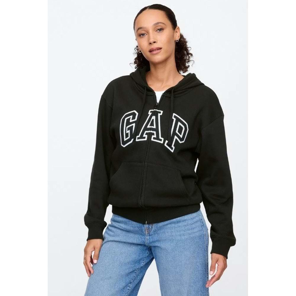 Gap V-Gap Logo Fleece Herıtage Fz Hd 678782 Hoodie Kapüşonlu Fermuarlı Kadın Sweatshirt