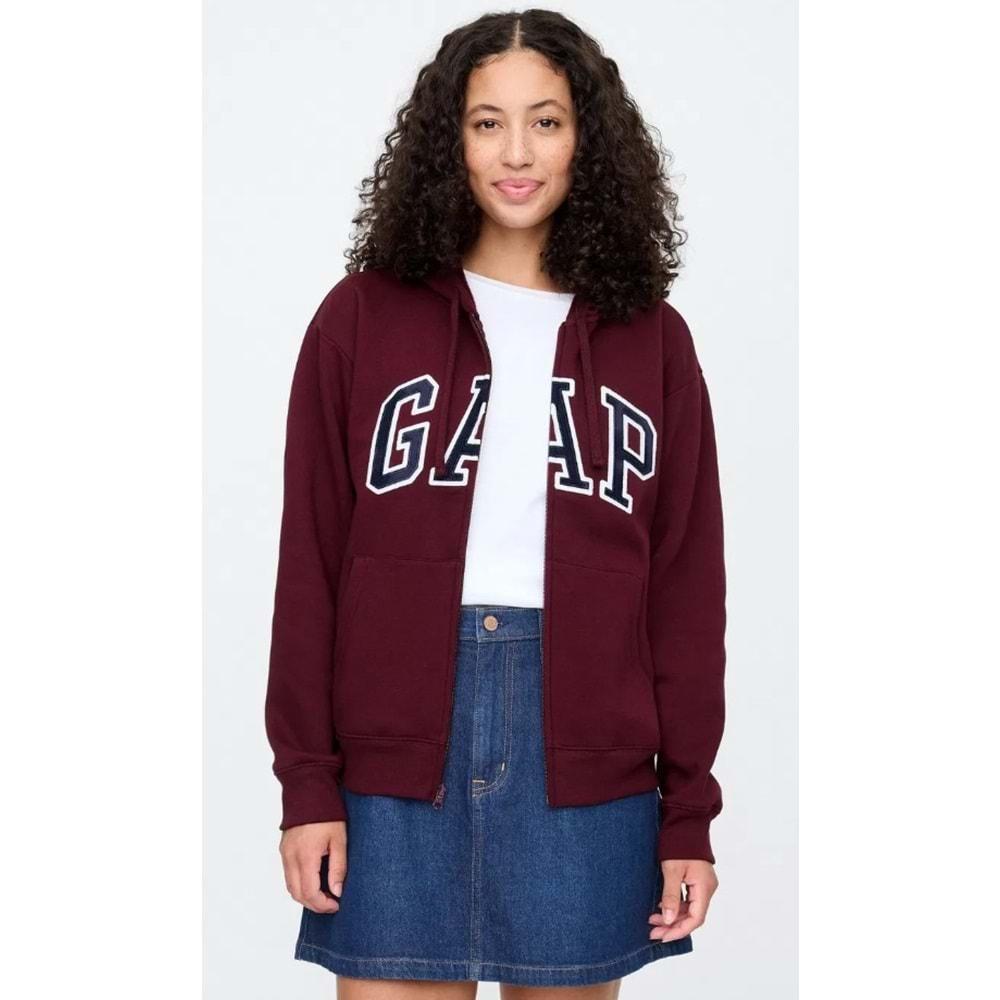 Gap V-Gap Logo Fleece Herıtage Fz Hd 678782 Hoodie Kapüşonlu Fermuarlı Kadın Sweatshirt