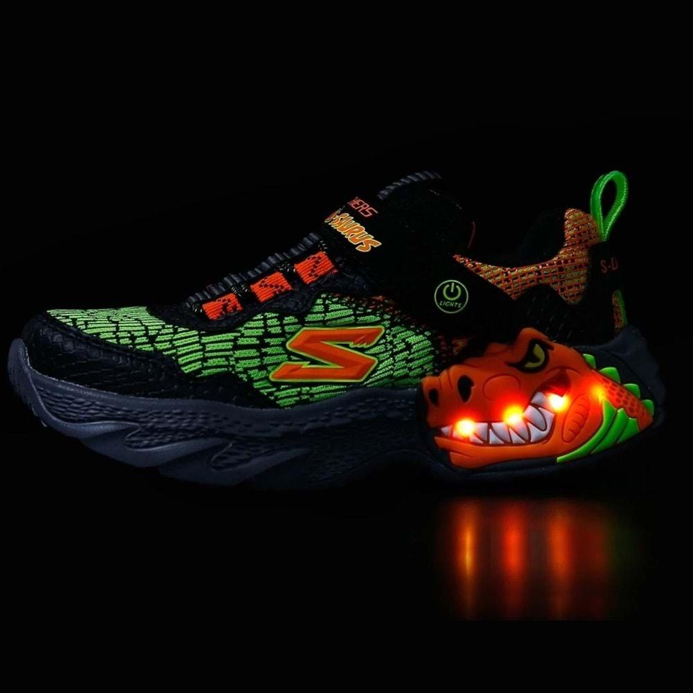 Skechers Dino Lights 400615L-BKOR Ortopedik Işıklı Çocuk Spor Ayakkabı