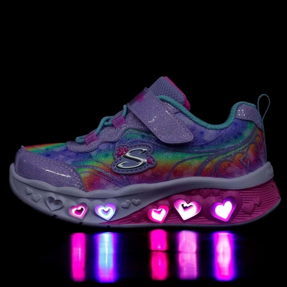 Skechers Flutter Heart Lights - Groovy Swirl 303253N-LVAQ Işıklı Ortopedik Çocuk Spor Ayakkabı