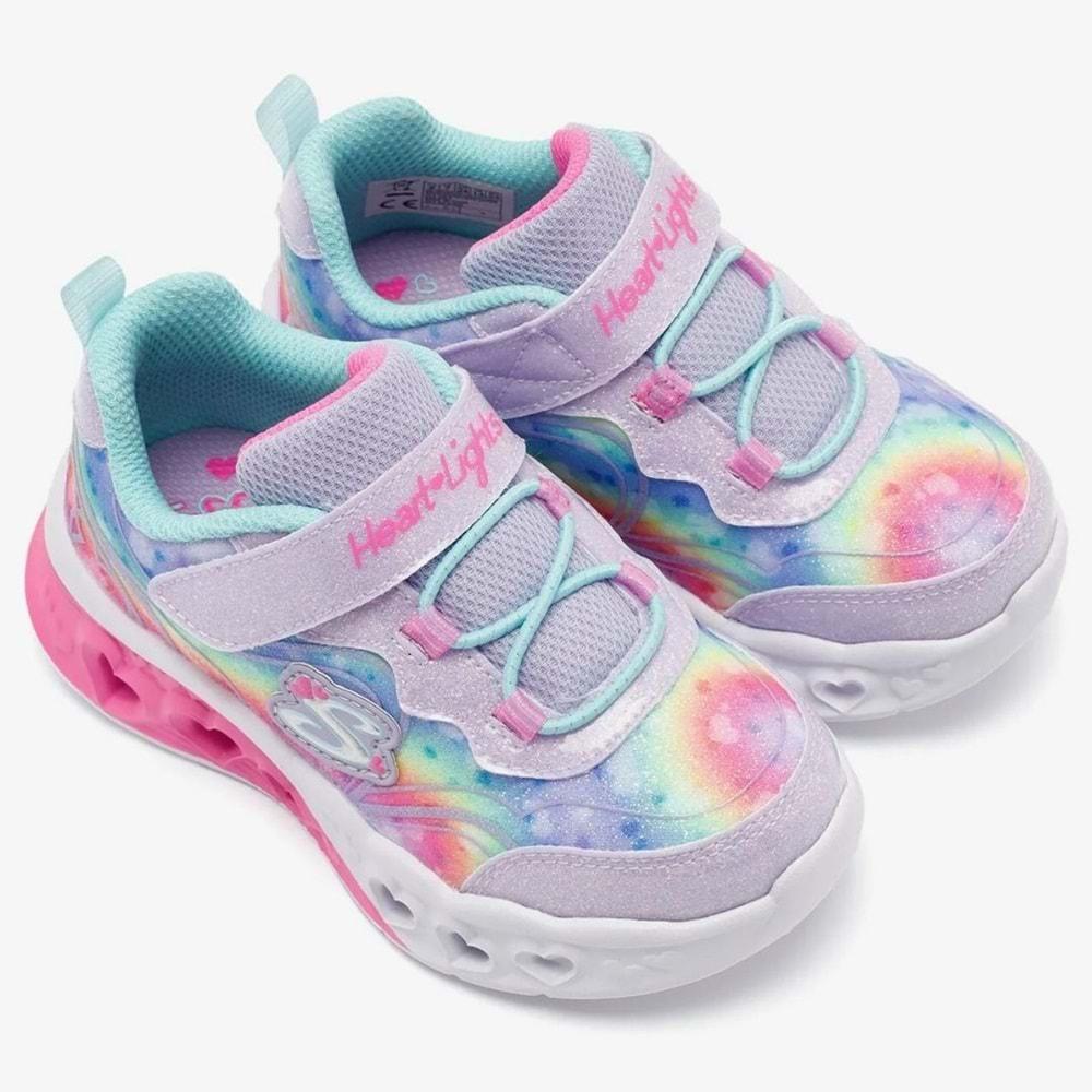 Skechers Flutter Heart Lights - Groovy Swirl 303253N-LVAQ Işıklı Ortopedik Çocuk Spor Ayakkabı