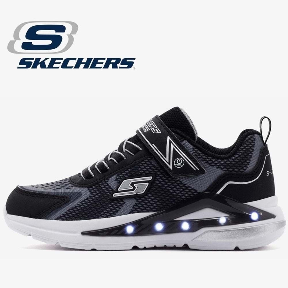 Skechers Tri-namics 401660L-BKSL Ortopedik Işıklı Çocuk Spor Ayakkabı