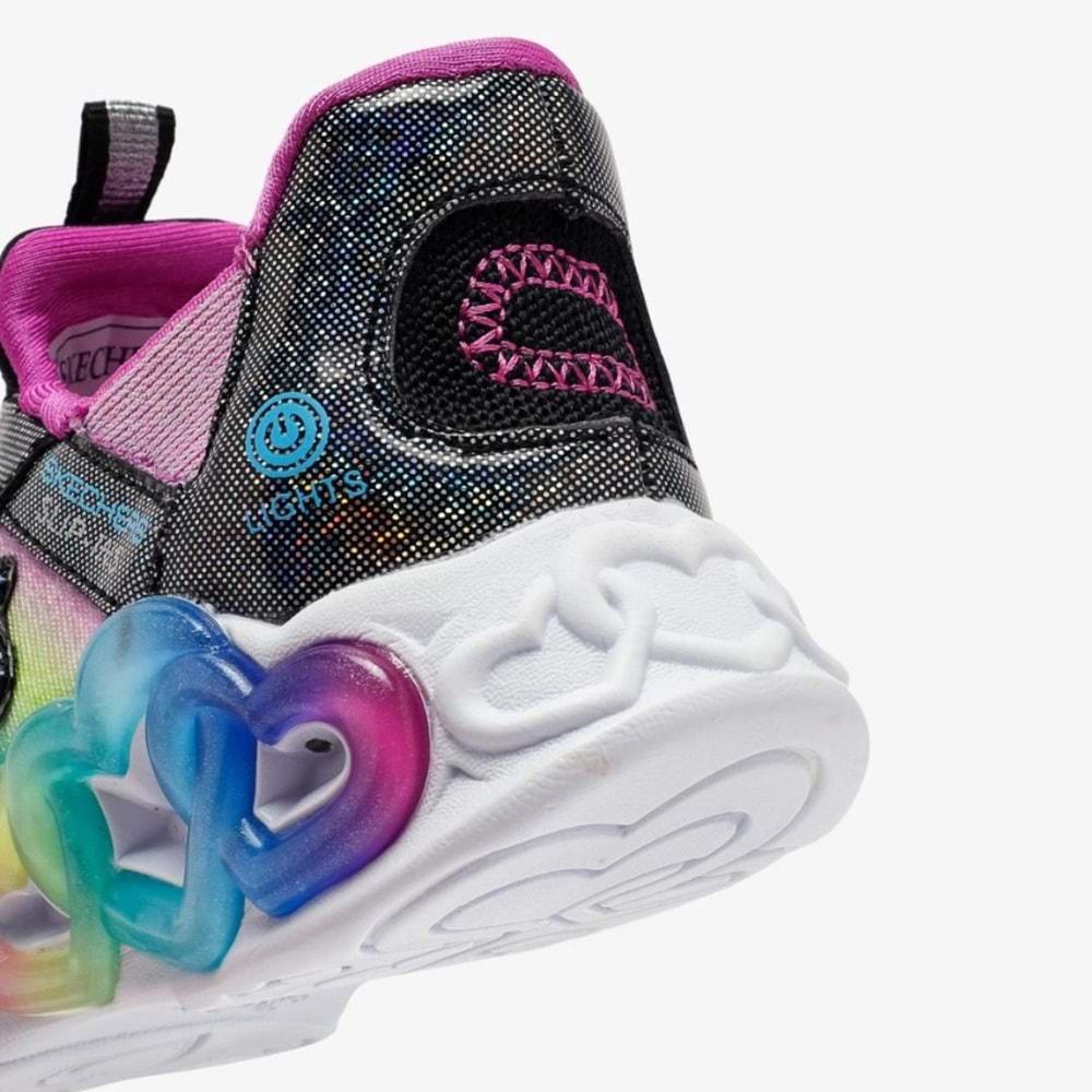 Skechers Infinite Heart Lights Eternal Shimmer 303755L-BKMT Ortopedik Işıklı Çocuk Spor Ayakkabı