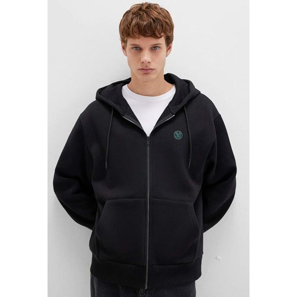 Mavi 066979-900 Mühür Logo Nakışlı Ceket Kapüşonlu Fermuarlı Erkek Sweatshirt