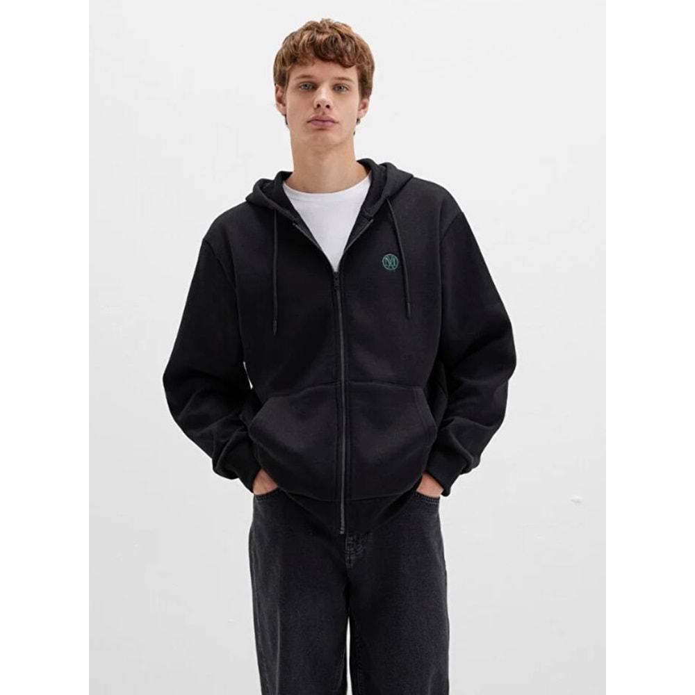 Mavi 066979-900 Mühür Logo Nakışlı Ceket Kapüşonlu Fermuarlı Erkek Sweatshirt