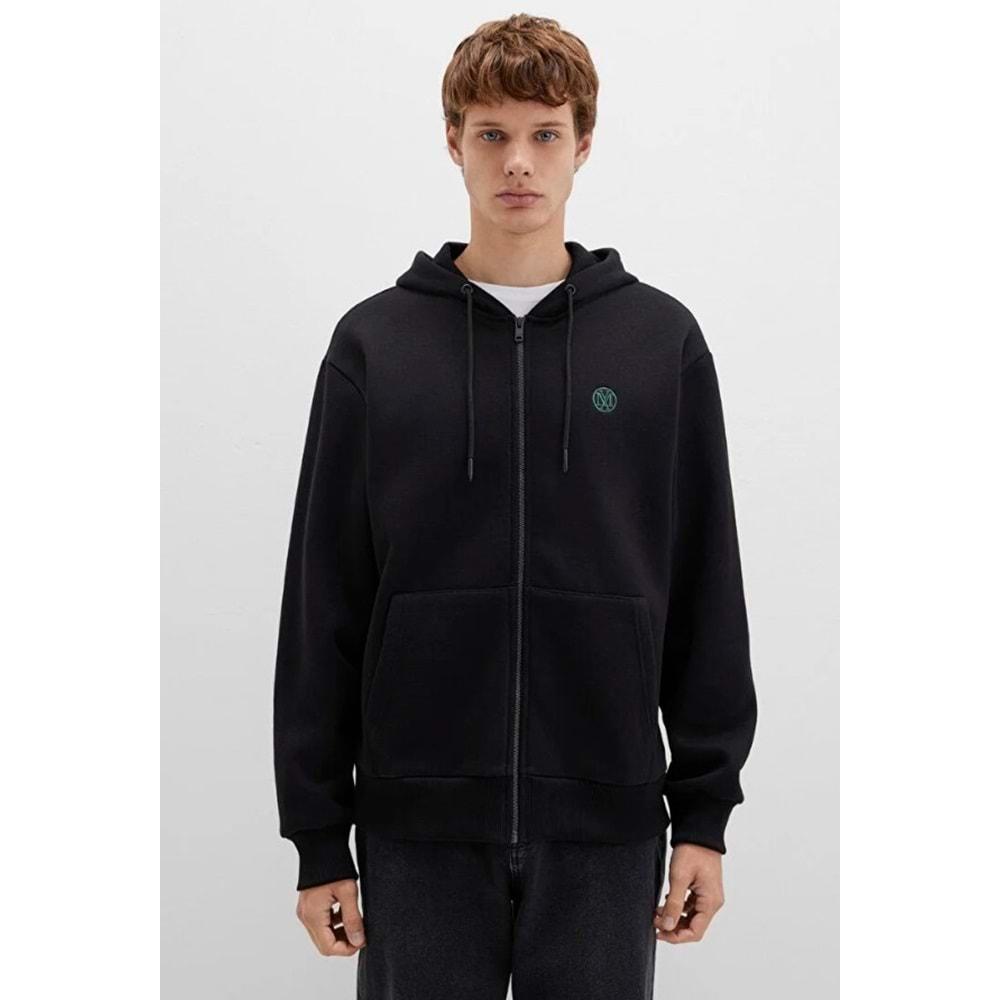 Mavi 066979-900 Mühür Logo Nakışlı Ceket Kapüşonlu Fermuarlı Erkek Sweatshirt