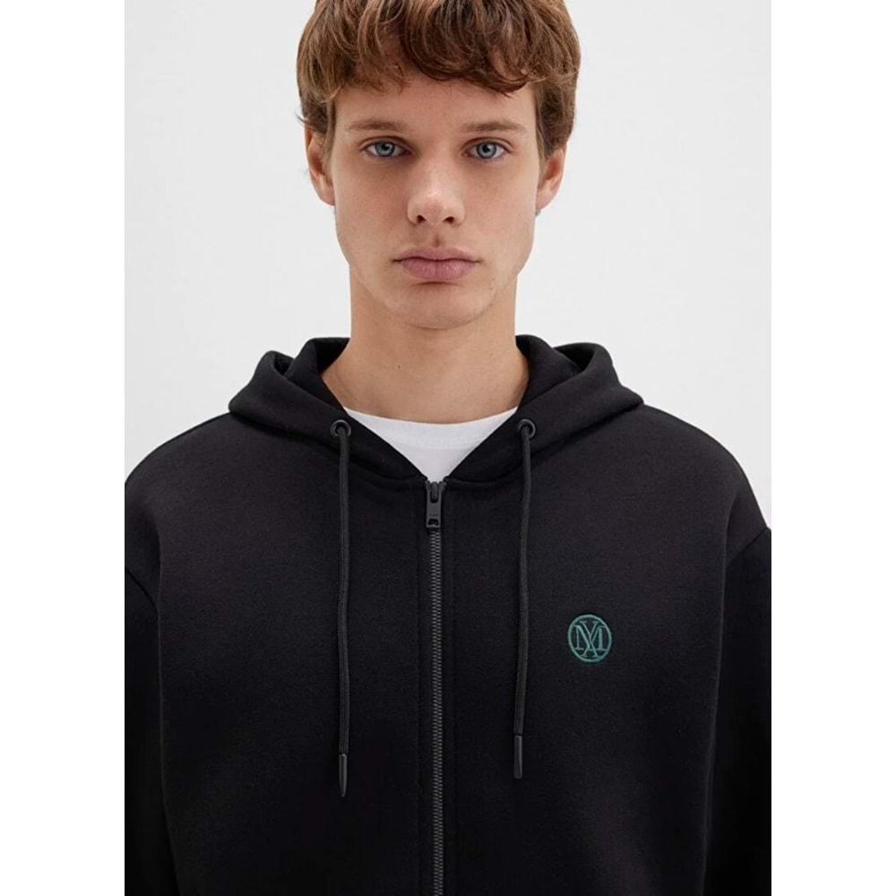 Mavi 066979-900 Mühür Logo Nakışlı Ceket Kapüşonlu Fermuarlı Erkek Sweatshirt