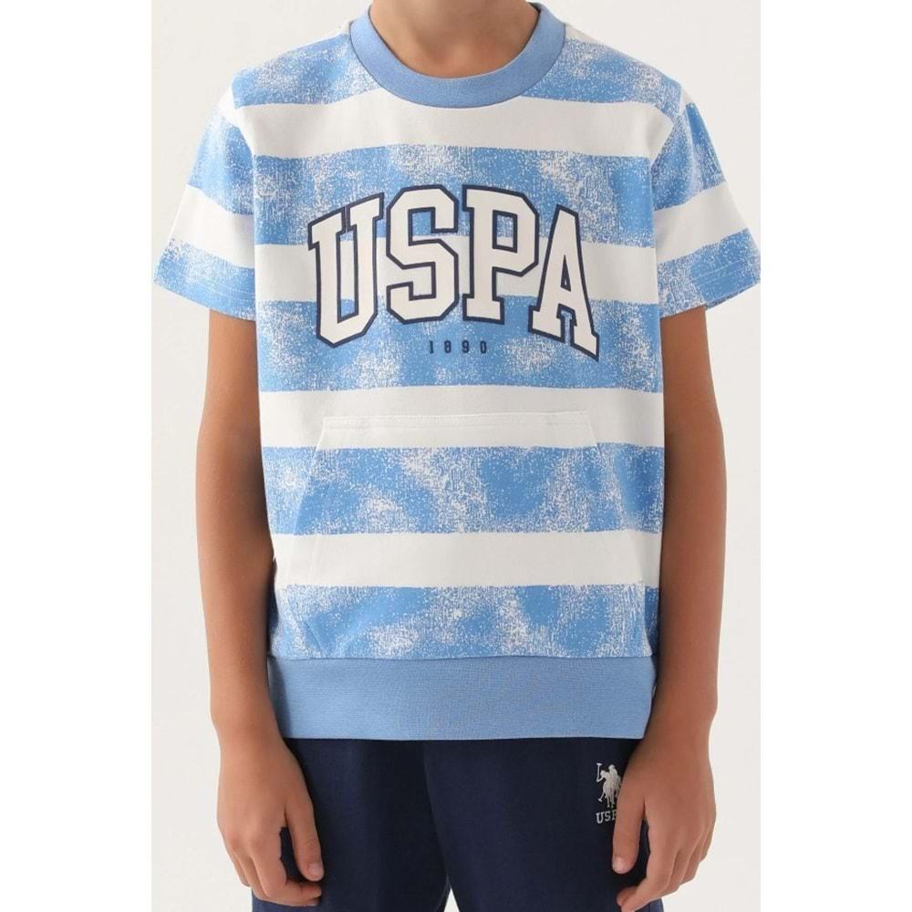 U.S. Polo Assn. Lisanslı US1701 Kangaroo T-Shirt ve Kapri Alt Üst Erkek Çocuk Takımı