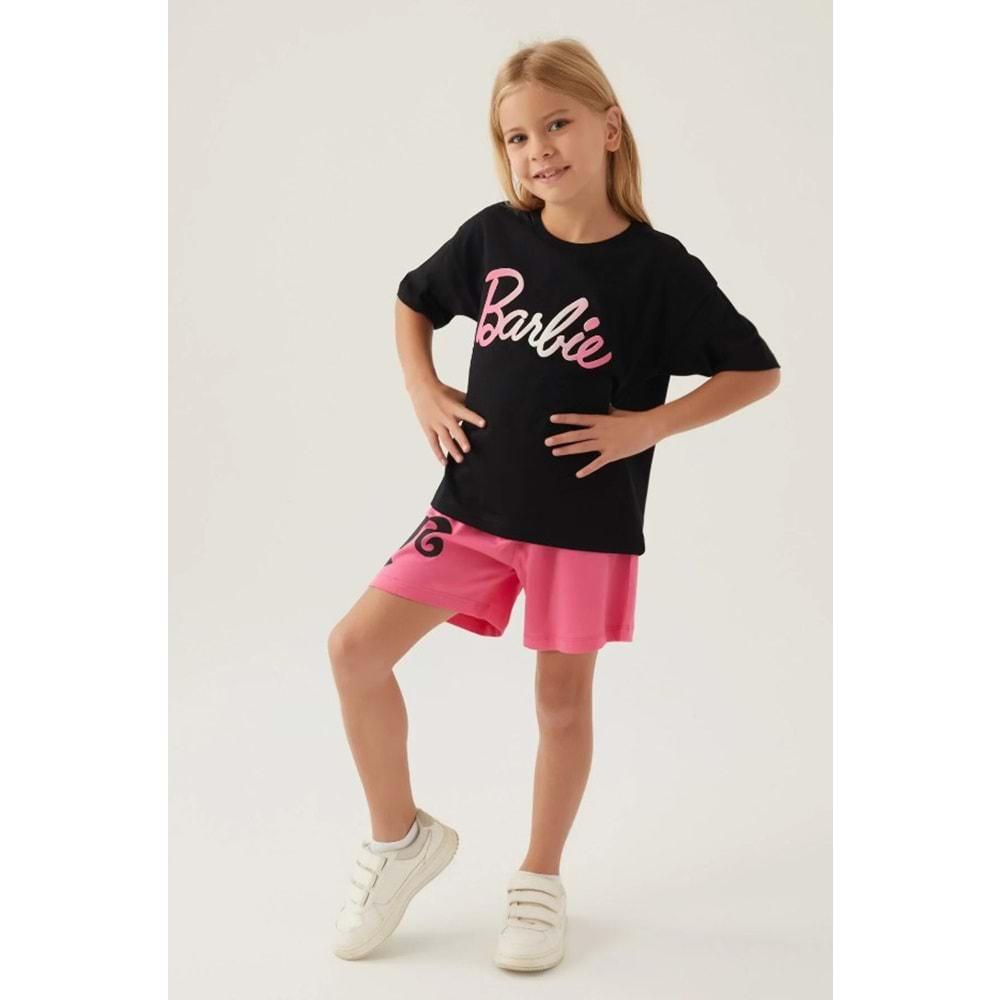 Barbie Lisanslı L1703 Patterned T-Shirt ve Şort Alt Üst Kız Çocuk Takımı