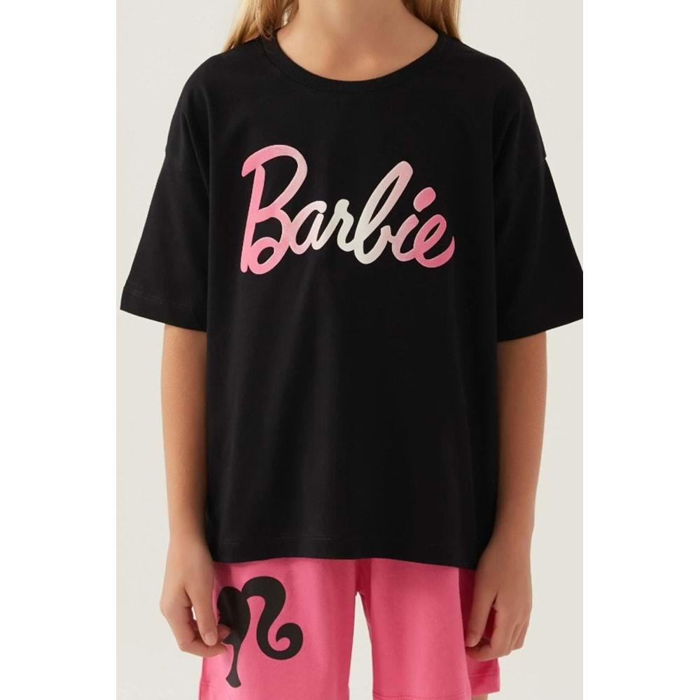 Barbie Lisanslı L1703 Patterned T-Shirt ve Şort Alt Üst Kız Çocuk Takımı