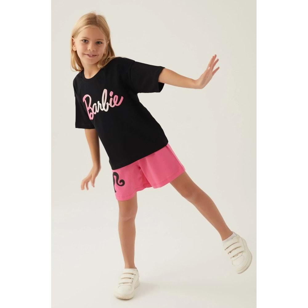 Barbie Lisanslı L1703 Patterned T-Shirt ve Şort Alt Üst Kız Çocuk Takımı