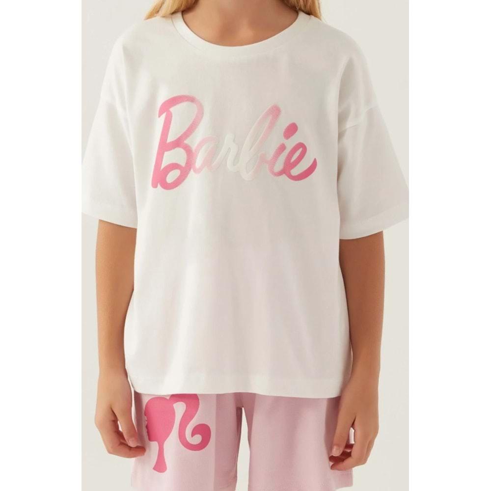 Barbie Lisanslı L1703 Patterned T-Shirt ve Şort Alt Üst Kız Çocuk Takımı