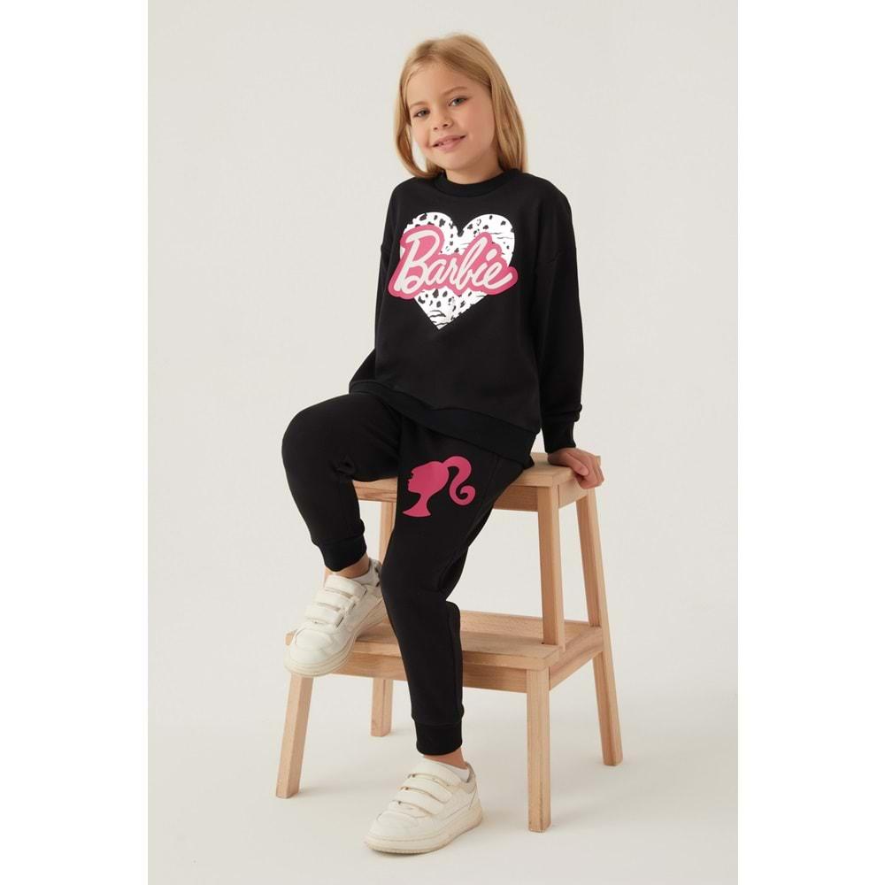 Barbie Lisanslı 1764 Sweatshirt ve Pantolon Alt Üst Kız Çocuk Eşofman Takımı