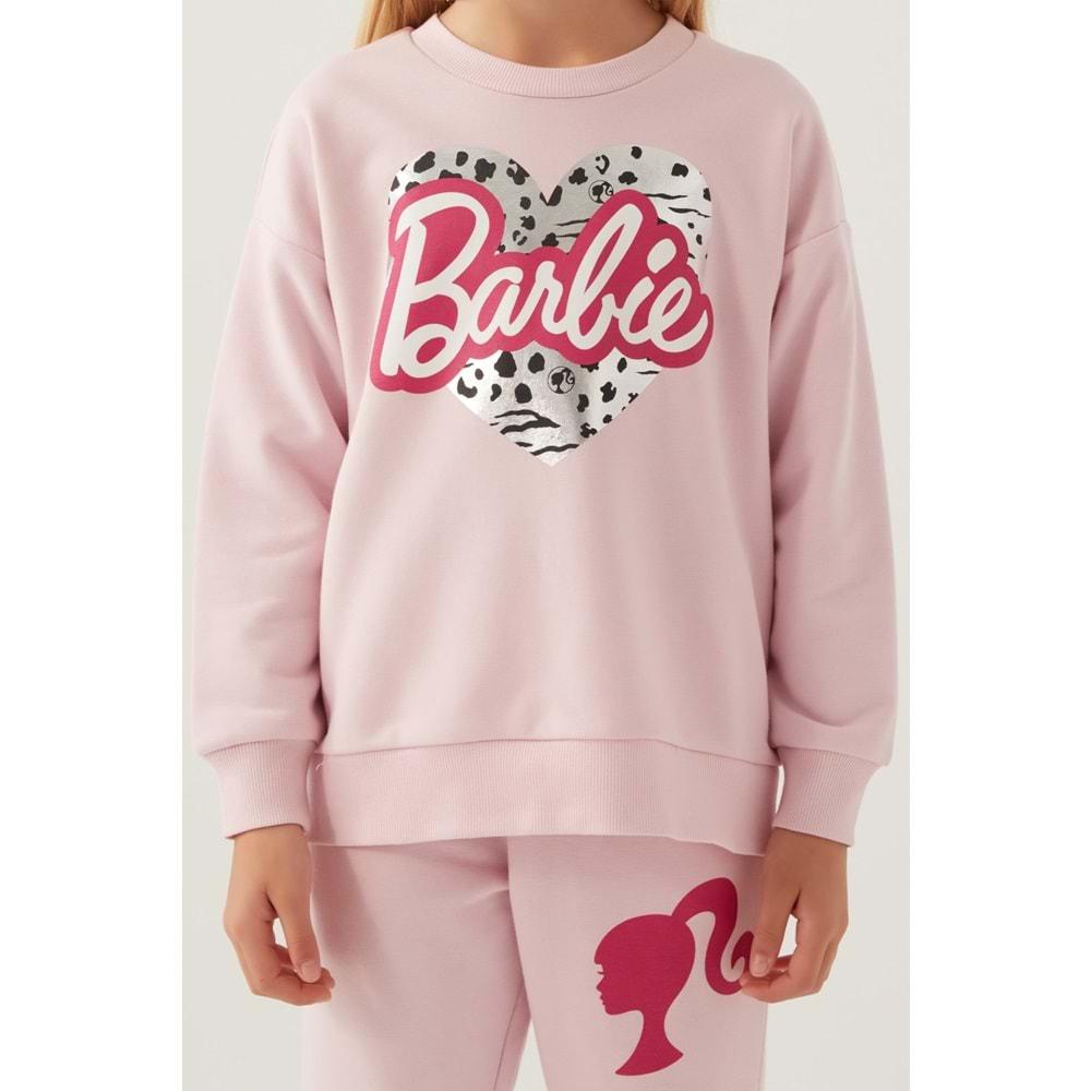 Barbie Lisanslı 1764 Sweatshirt ve Pantolon Alt Üst Kız Çocuk Eşofman Takımı