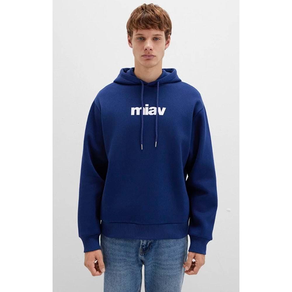 Mavi 0S10001-70722 Miav Baskılı Erkek Kapüşonlu Sweatshirt