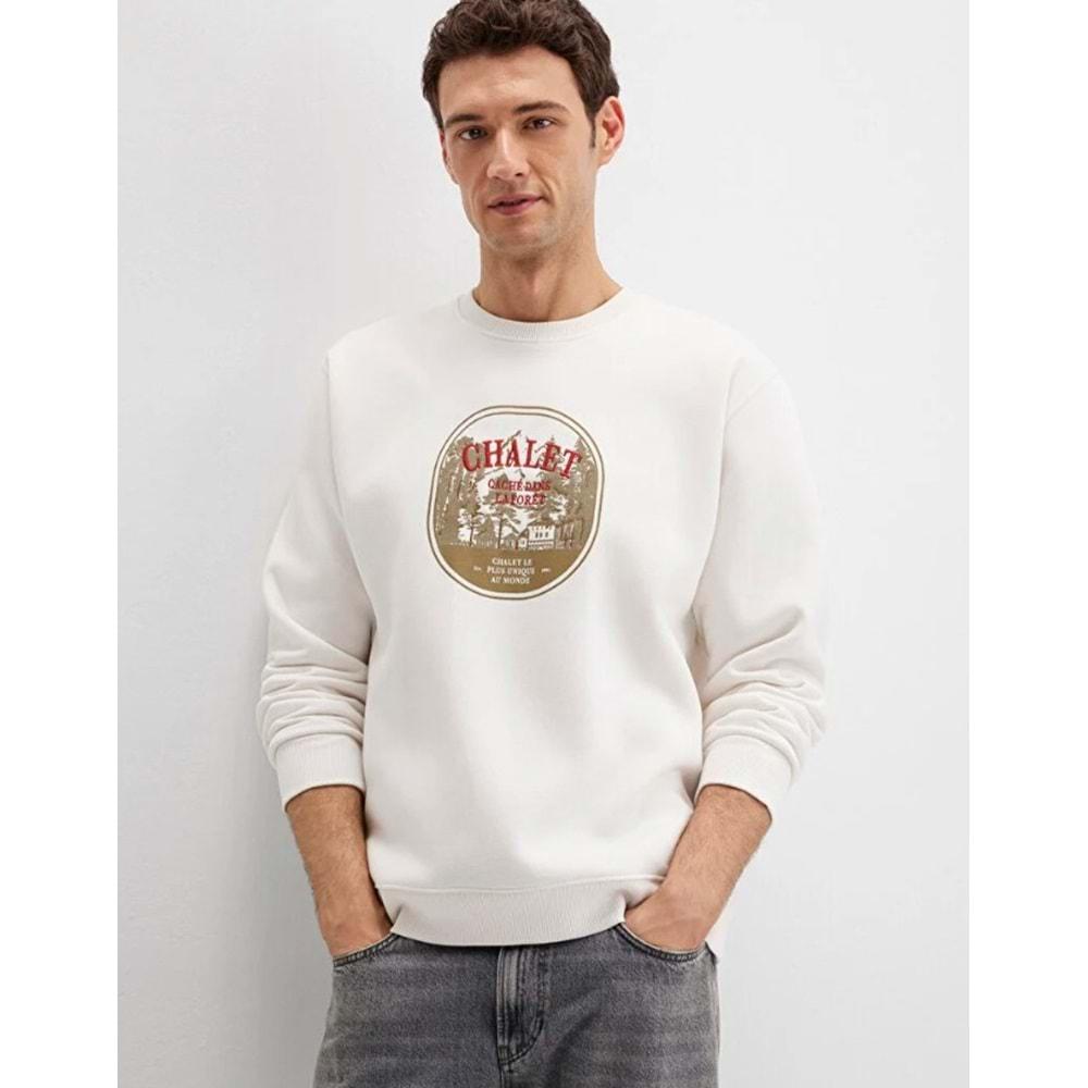 Mavi 0S10484-70057 Chalet Nakışlı Bisiklet Yaka Sweatshirt