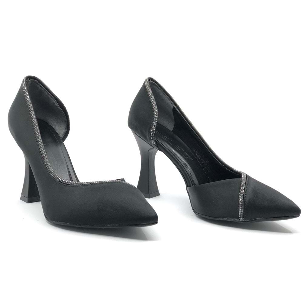 Feles Kadeh Topuk Saten Taşlı Stiletto Kadın Topuklu Ayakkabı