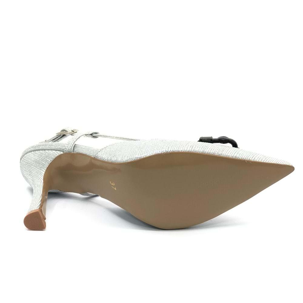 Feles V Toka Detaylı Arkası Açık Stiletto Kadın Topuklu Ayakkabı