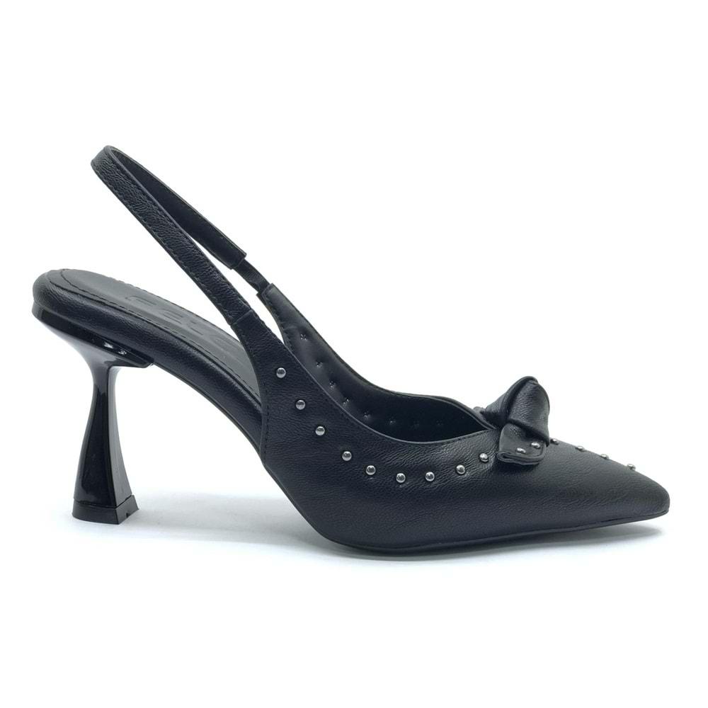 Feles Zımba Kurdela Detaylı Arkası Açık Stiletto Kadın Topuklu Ayakkabı