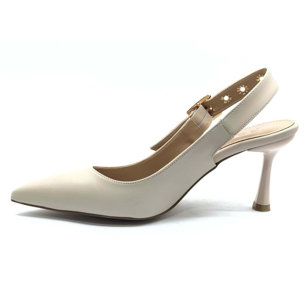 Feles Kemer Toka Detaylı Arkası Açık Stiletto Kadın Topuklu Ayakkabı