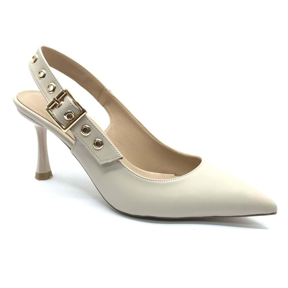 Feles Kemer Toka Detaylı Arkası Açık Stiletto Kadın Topuklu Ayakkabı