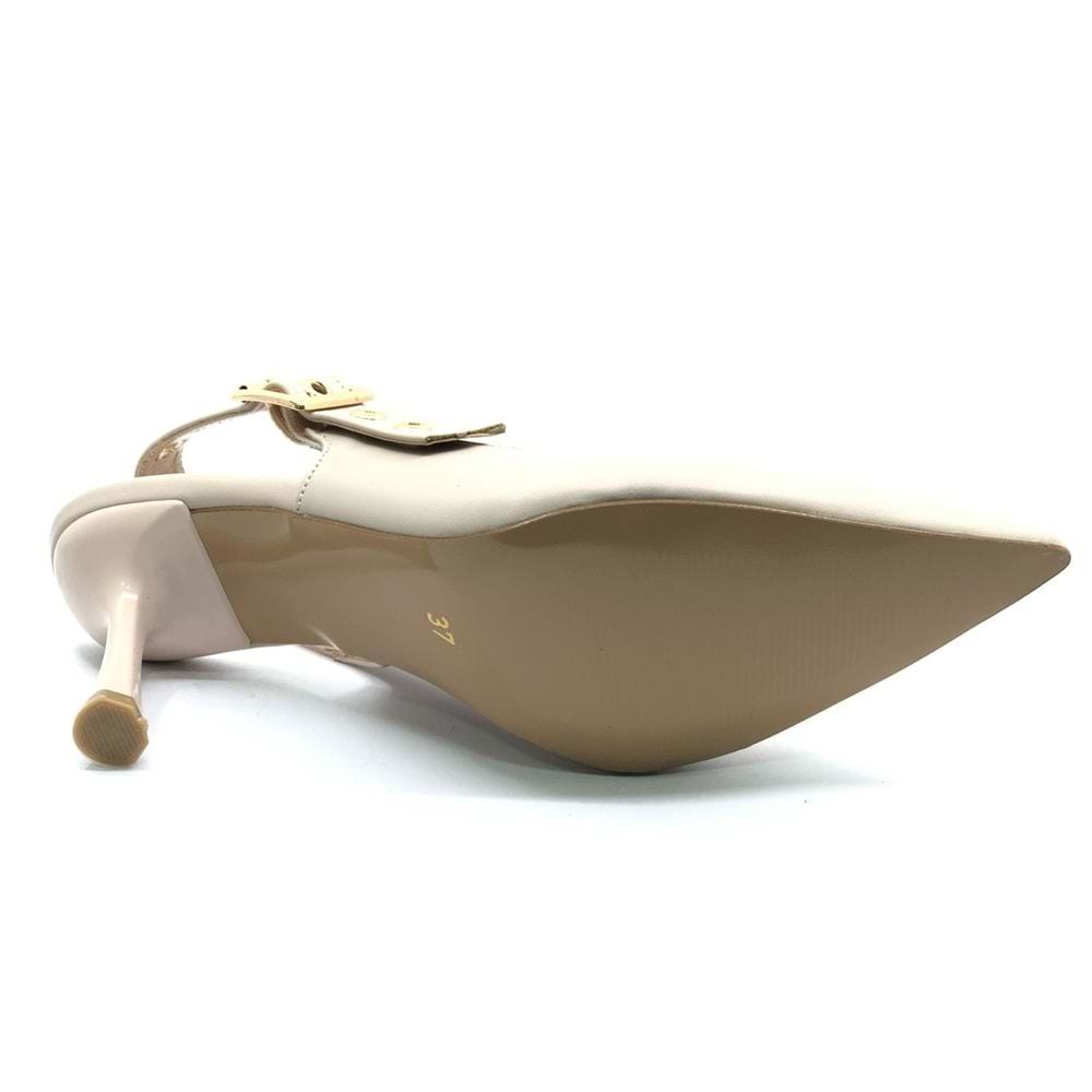 Feles Kemer Toka Detaylı Arkası Açık Stiletto Kadın Topuklu Ayakkabı