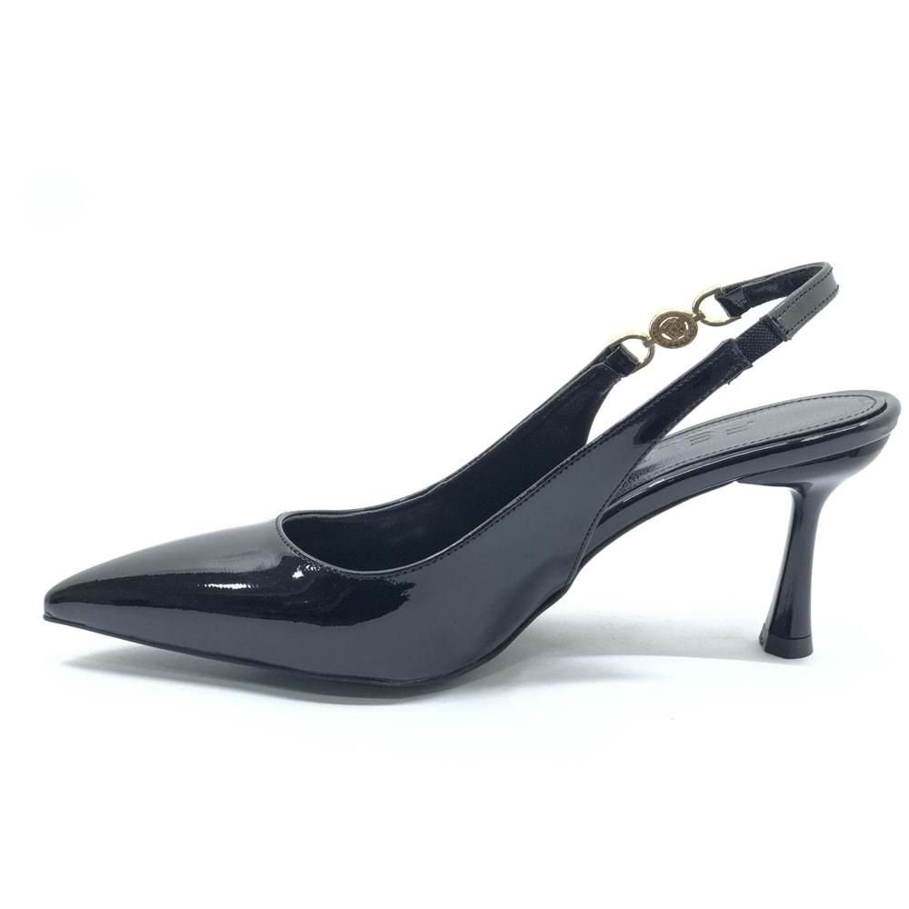 Feles Yan Toka Detaylı Arkası Açık Stiletto Kadın Topuklu Ayakkabı