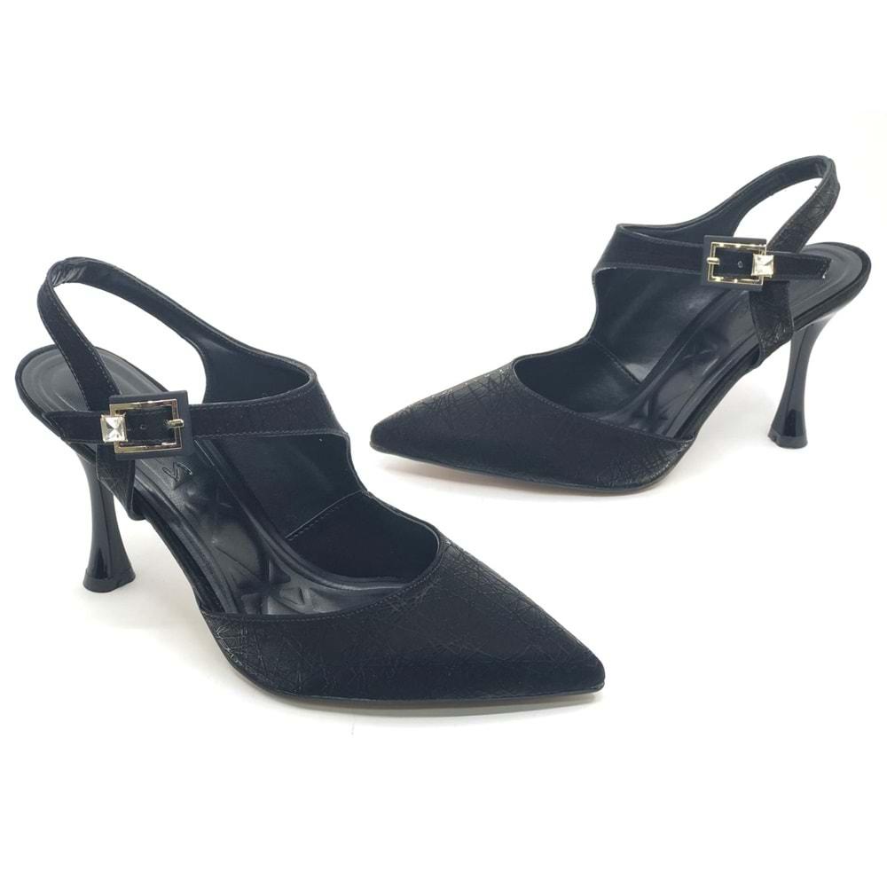 Feles Okitam Toka Detaylı Arkası Açık Stiletto Kadın Topuklu Ayakkabı