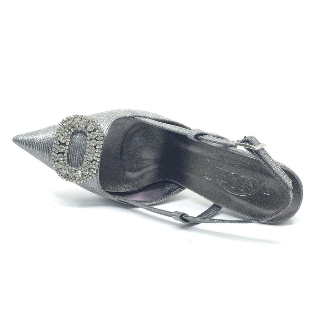 Feles Taş Toka Detaylı Arkası Açık Stiletto Kadın Topuklu Ayakkabı