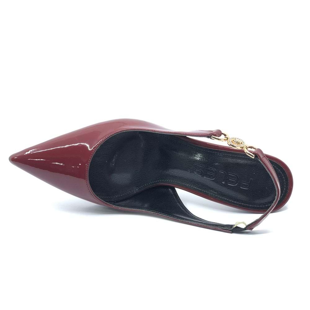 Feles Yan Toka Detaylı Arkası Açık Stiletto Kadın Topuklu Ayakkabı