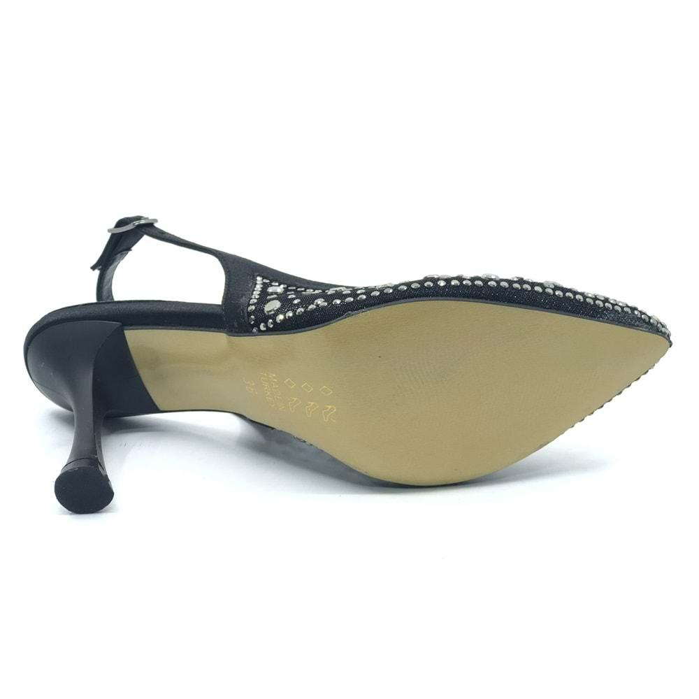 Feles Arkası Açık Şeffaf Taş Detaylı Sindirella Kadın Topuklu Ayakkabı