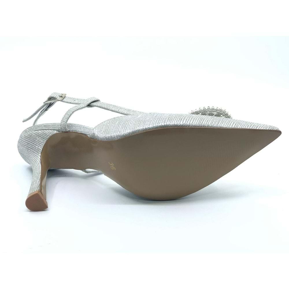 Feles Taş Toka Detaylı Arkası Açık Stiletto Kadın Topuklu Ayakkabı