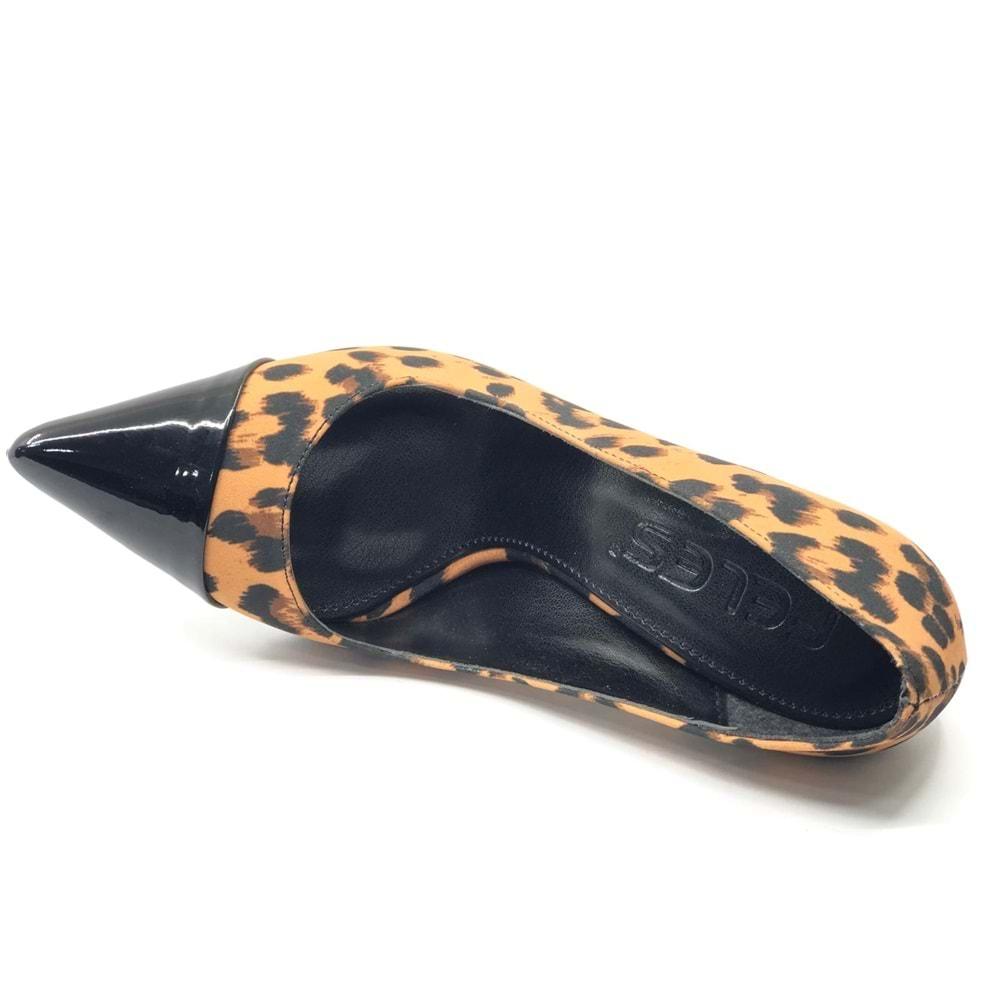 Feles İnce Topuklu Leopar Desenli Stiletto Kadın Ayakkabı