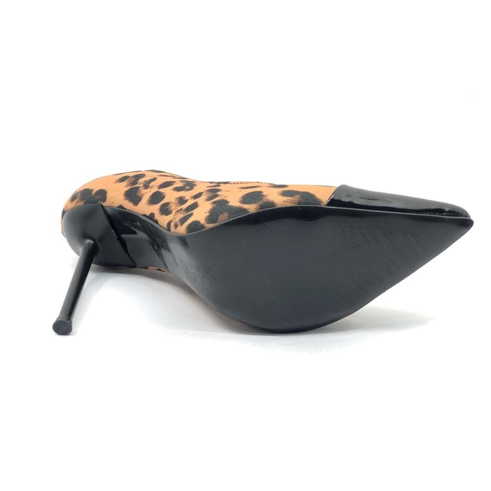 Feles İnce Topuklu Leopar Desenli Stiletto Kadın Ayakkabı