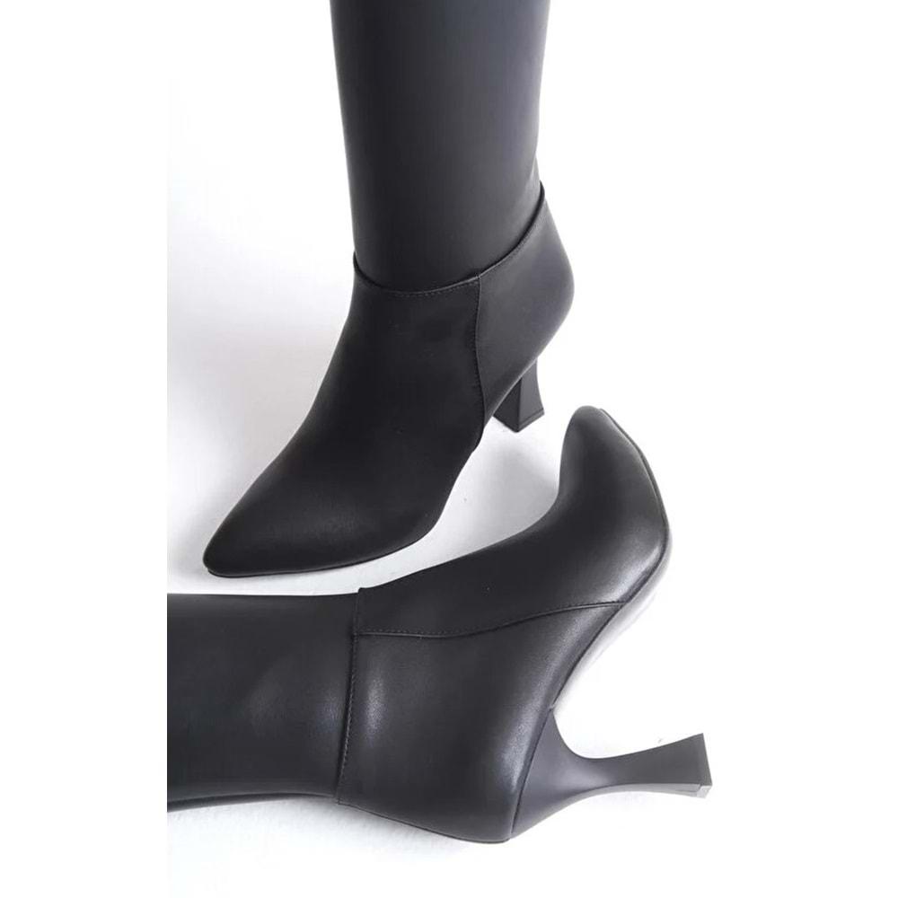 Feles Diz Altı Topuklu Sivri Burun Kadın Çizme