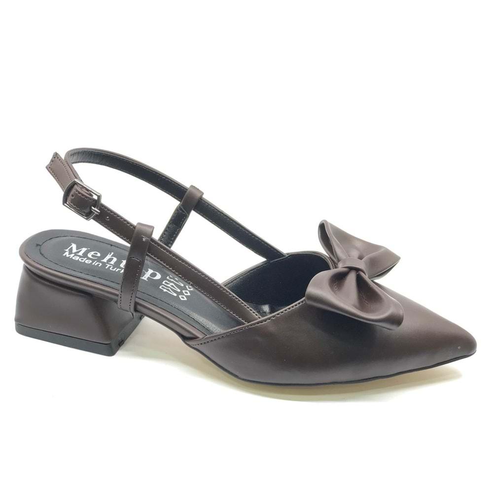 Mehtap Arkası Açık Fiyonk Detaylı Klasik Kadın Topuklu Ayakkabı