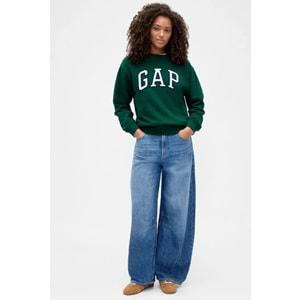 Gap V-Frch Heritage Crew Gap Logo 823720 Bisiklet Yaka Fleece Sweatshirt Kadın Sweatshirt