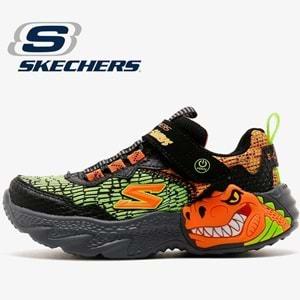 Skechers Dino Lights 400615L-BKOR Ortopedik Işıklı Çocuk Spor Ayakkabı