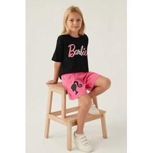 Barbie Lisanslı L1703 Patterned T-Shirt ve Şort Alt Üst Kız Çocuk Takımı