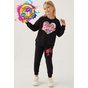 Barbie Lisanslı 1764 Sweatshirt ve Pantolon Alt Üst Kız Çocuk Eşofman Takımı