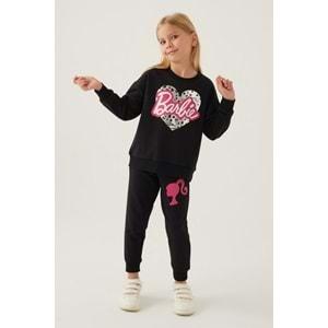 Barbie Lisanslı 1764 Sweatshirt ve Pantolon Alt Üst Kız Çocuk Eşofman Takımı