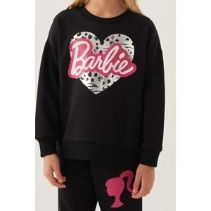 Barbie Lisanslı 1764 Sweatshirt ve Pantolon Alt Üst Kız Çocuk Eşofman Takımı