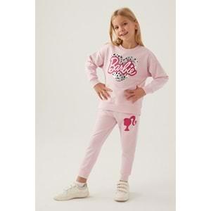 Barbie Lisanslı 1764 Sweatshirt ve Pantolon Alt Üst Kız Çocuk Eşofman Takımı