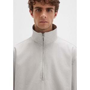 Mavi 0211684-70074 Yarım Fermuarlı Kanguru Cepli Erkek Sweatshirt