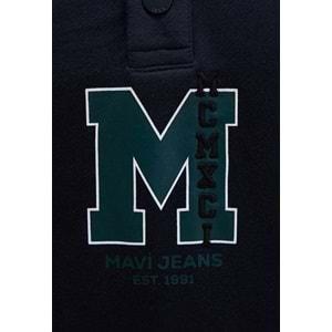 Mavi 0S10494-70490 M Logo Baskılı Yarım Düğmeli Yaka Sweatshirt