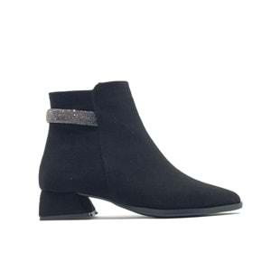 Asya Arkası Taşlı Sivri Burun Kısa Topuklu Kadın Bot