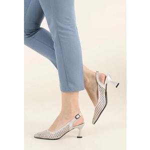 Feles Taş Dantel Detaylı Sindirella Arkası Açık Kadın Stiletto Topuklu Ayakkabı