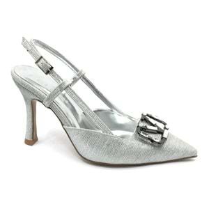 Feles V Toka Detaylı Arkası Açık Stiletto Kadın Topuklu Ayakkabı