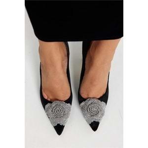 Feles Gül Taş Detaylı Stiletto Kadın Topuklu Ayakkabı