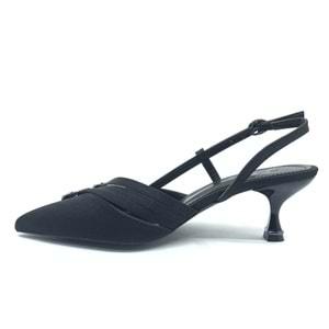 Feles Şeker Topuklu Üç Toka Detaylı Arkası Açık Stiletto Kadın Kısa Topuklu Ayakkabı